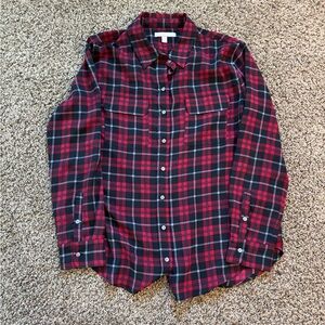 Banana Republic Red and Black Plaid Casual Shirt